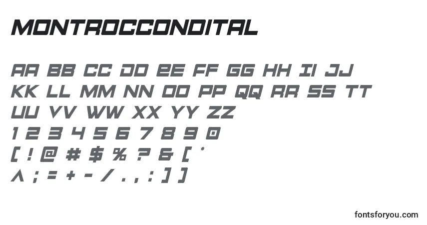 A fonte Montroccondital – alfabeto, números, caracteres especiais