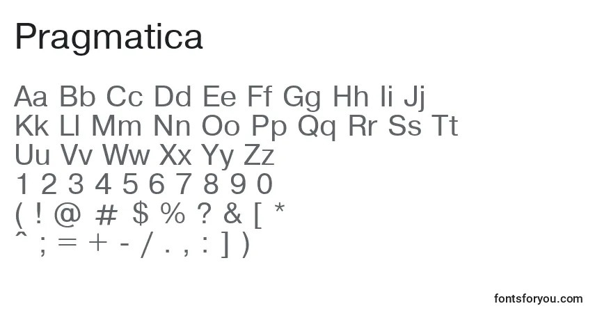 Шрифт Pragmatica – алфавит, цифры, специальные символы