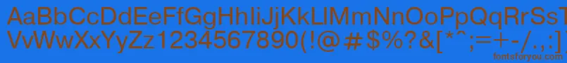 フォントPragmatica – 茶色の文字が青い背景にあります。