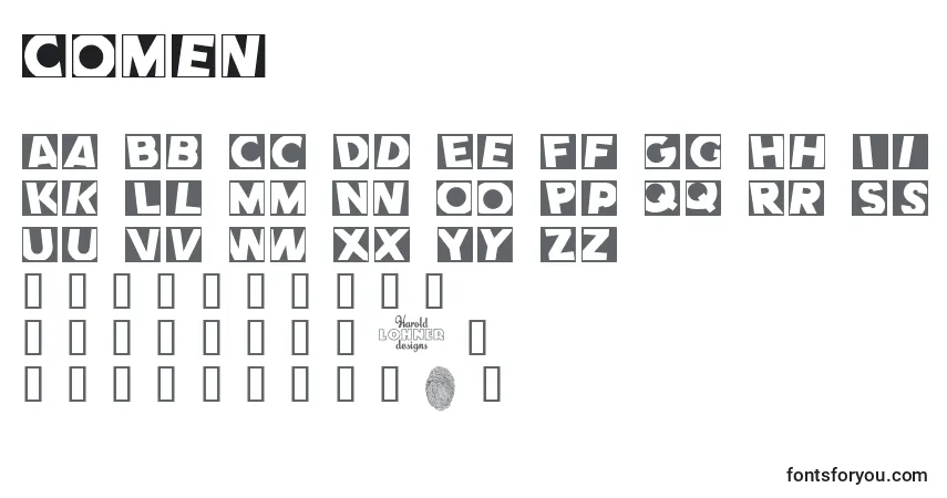 Fuente Comen - alfabeto, números, caracteres especiales