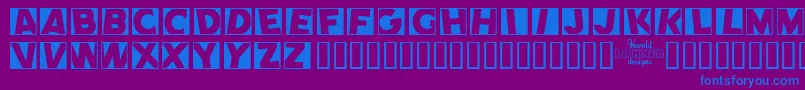Comen-Schriftart – Blaue Schriften auf violettem Hintergrund