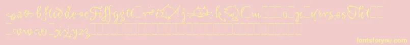 フォントKatfishAltsLetPlain.1.0 – 黄色のフォント、ピンクの背景