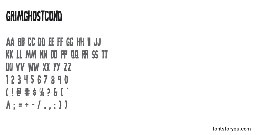 Schriftart Grimghostcond – Alphabet, Zahlen, spezielle Symbole
