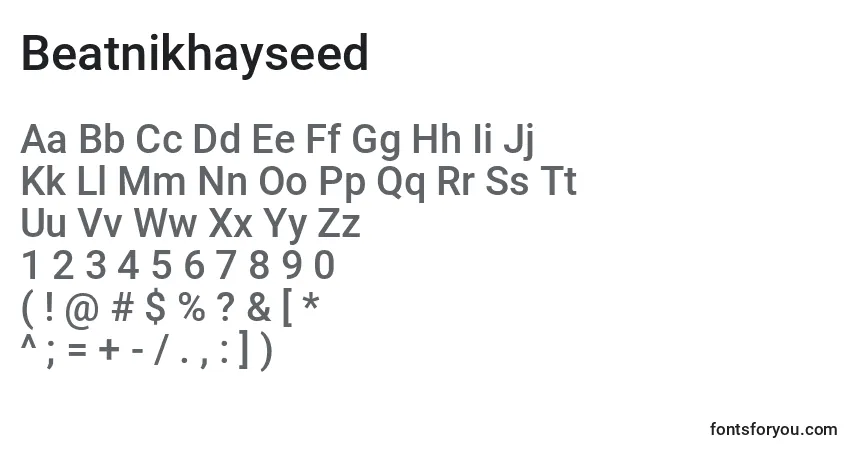 A fonte Beatnikhayseed – alfabeto, números, caracteres especiais