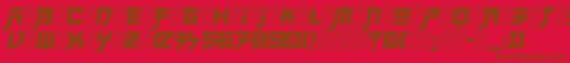FujiQuakeZone-Schriftart – Braune Schriften auf rotem Hintergrund