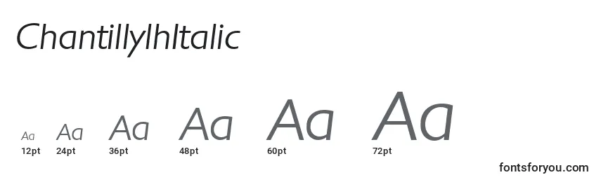 Размеры шрифта ChantillylhItalic