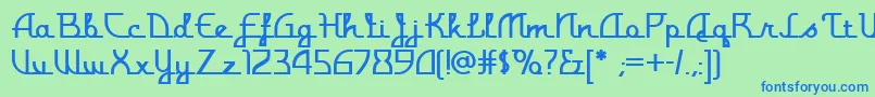 フォントMonterey – 青い文字は緑の背景です。