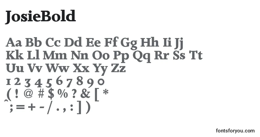 Czcionka JosieBold – alfabet, cyfry, specjalne znaki