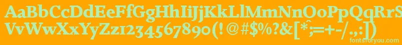 Weitere Informationen zur JosieBold-Schriftart JosieBold-Schriftart – Grüne Schriften auf orangefarbenem Hintergrund