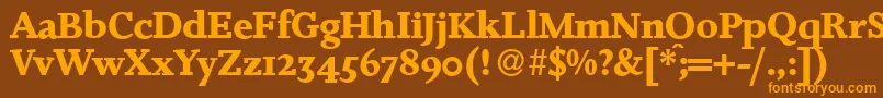 JosieBold-Schriftart – Orangefarbene Schriften auf braunem Hintergrund