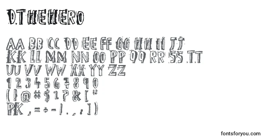 Czcionka DTheHero – alfabet, cyfry, specjalne znaki