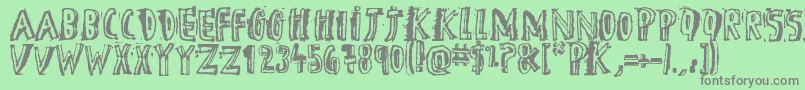 フォントDTheHero – 緑の背景に灰色の文字