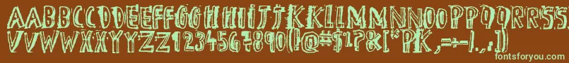 DTheHero-Schriftart – Grüne Schriften auf braunem Hintergrund