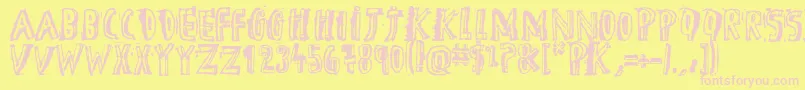DTheHero-fontti – vaaleanpunaiset fontit keltaisella taustalla