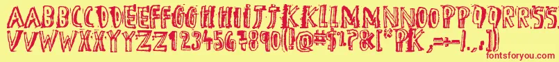 DTheHero-fontti – punaiset fontit keltaisella taustalla