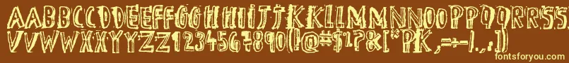 DTheHero-fontti – keltaiset fontit ruskealla taustalla