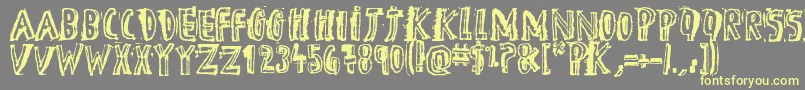 DTheHero-Schriftart – Gelbe Schriften auf grauem Hintergrund