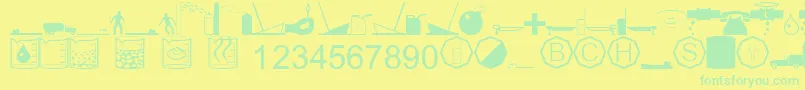 EsriEnviroHazardIncident Font – Green Fonts on Yellow Background