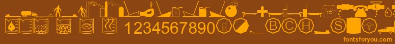 EsriEnviroHazardIncident Font – Orange Fonts on Brown Background
