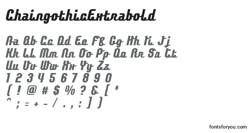 A fonte ChaingothicExtrabold – alfabeto, números, caracteres especiais