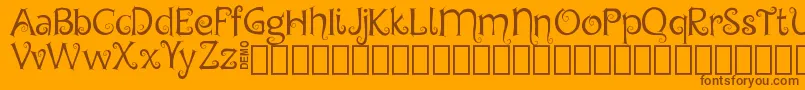 Weitere Informationen zur ChygaDemo-Schriftart ChygaDemo-Schriftart – Braune Schriften auf orangefarbenem Hintergrund