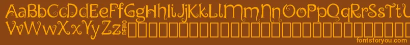 Weitere Informationen zur ChygaDemo-Schriftart ChygaDemo-Schriftart – Orangefarbene Schriften auf braunem Hintergrund