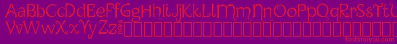 ChygaDemo-Schriftart – Rote Schriften auf violettem Hintergrund