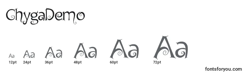Размеры шрифта ChygaDemo