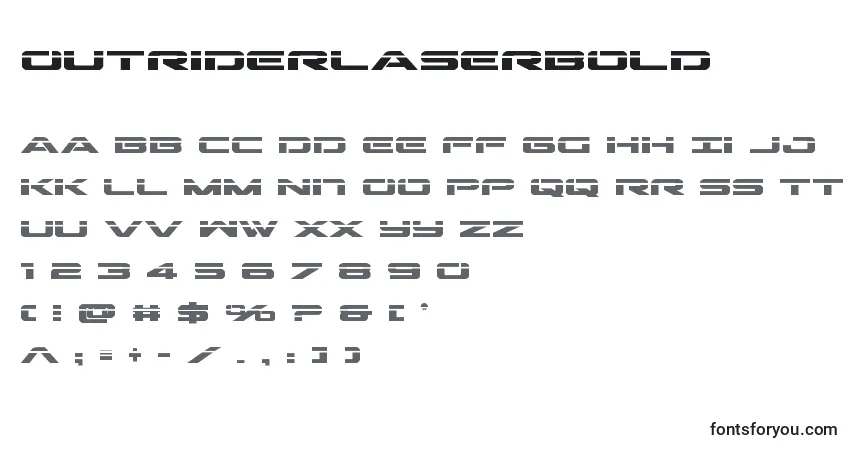 Шрифт Outriderlaserbold – алфавит, цифры, специальные символы