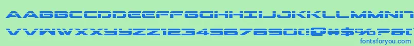 Outriderlaserbold-Schriftart – Blaue Schriften auf grünem Hintergrund