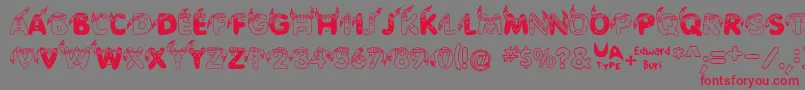 Edbindia-Schriftart – Rote Schriften auf grauem Hintergrund
