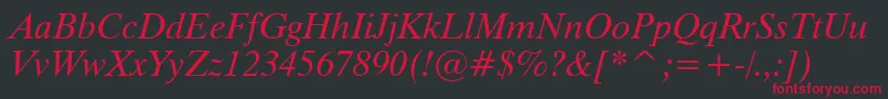 TiempoItalic Font – Red Fonts on Black Background