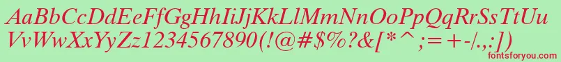 TiempoItalic Font – Red Fonts on Green Background