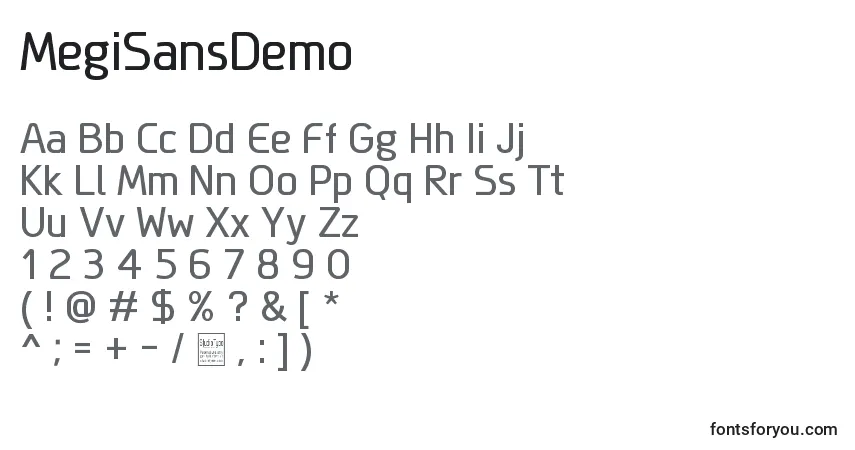 Шрифт MegiSansDemo – алфавит, цифры, специальные символы