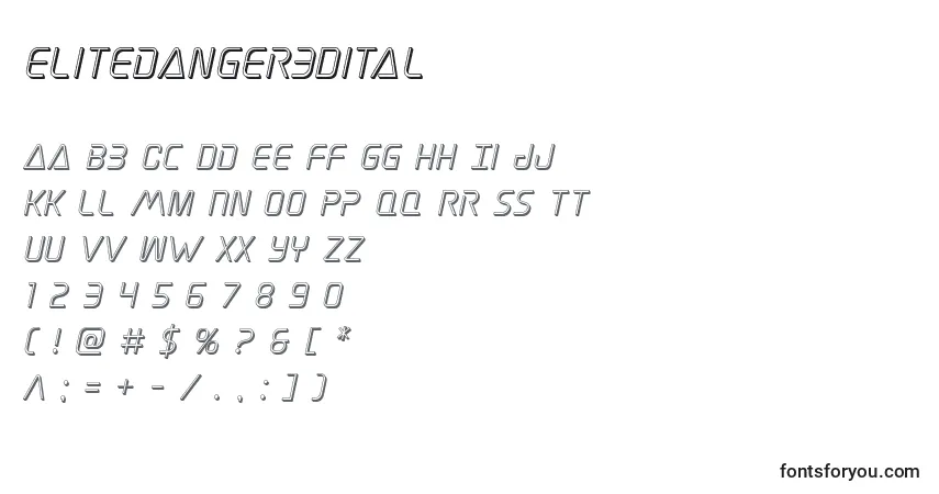 Fuente Elitedanger3Dital - alfabeto, números, caracteres especiales
