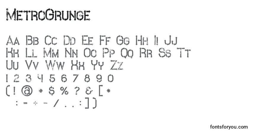Czcionka MetroGrunge – alfabet, cyfry, specjalne znaki