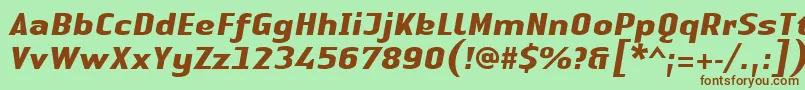 Więcej informacji o czcionce LinotypeAuthenticSansBolditalic Czcionka LinotypeAuthenticSansBolditalic – brązowe czcionki na zielonym tle