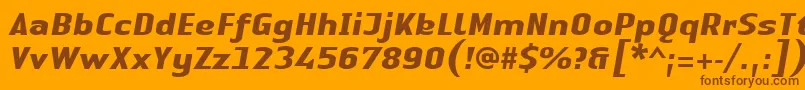 LinotypeAuthenticSansBolditalic-Schriftart – Braune Schriften auf orangefarbenem Hintergrund