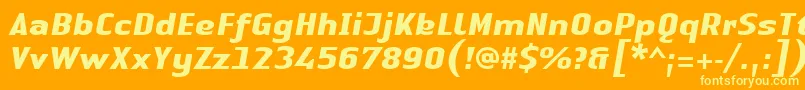LinotypeAuthenticSansBolditalic-fontti – keltaiset fontit oranssilla taustalla