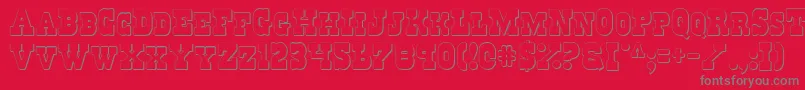 フォントRegulatorsShadow – 赤い背景に灰色の文字