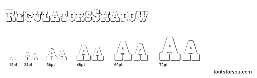 Размеры шрифта RegulatorsShadow