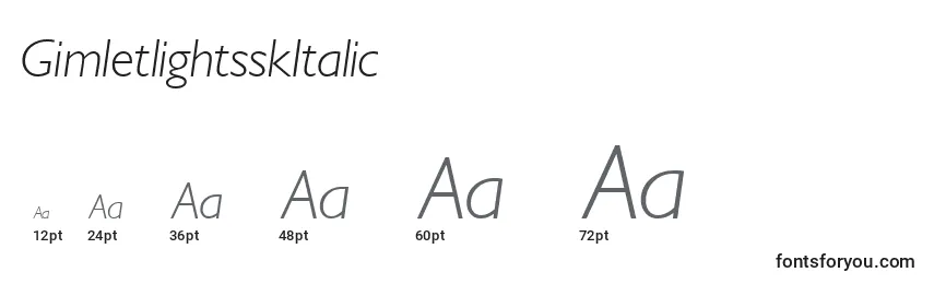 Размеры шрифта GimletlightsskItalic