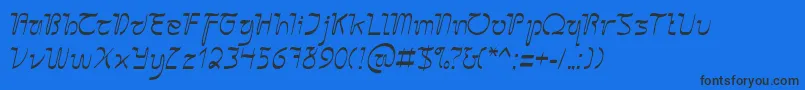 SangkuriangCursive-Schriftart – Schwarze Schriften auf blauem Hintergrund