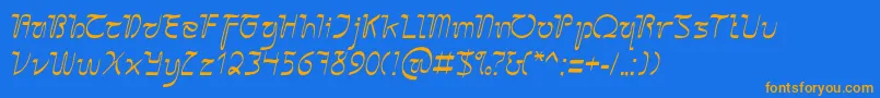 SangkuriangCursive Font – Orange Fonts on Blue Background