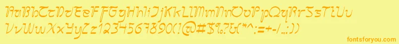 SangkuriangCursive Font – Orange Fonts on Yellow Background