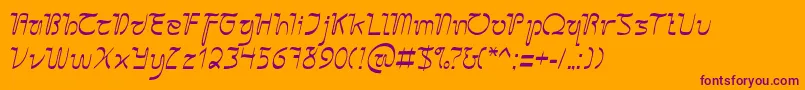 SangkuriangCursive Font – Purple Fonts on Orange Background