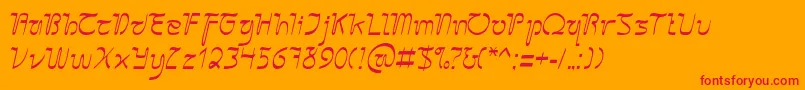 SangkuriangCursive-Schriftart – Rote Schriften auf orangefarbenem Hintergrund