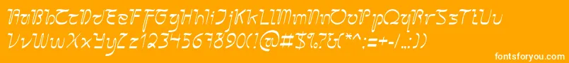 SangkuriangCursive-Schriftart – Weiße Schriften auf orangefarbenem Hintergrund