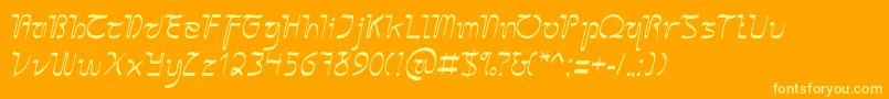 SangkuriangCursive Font – Yellow Fonts on Orange Background