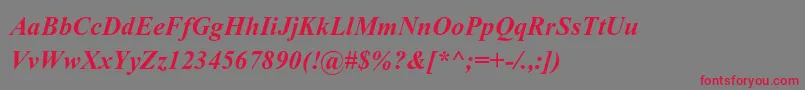 AparajitaBoldItalic-fontti – punaiset fontit harmaalla taustalla